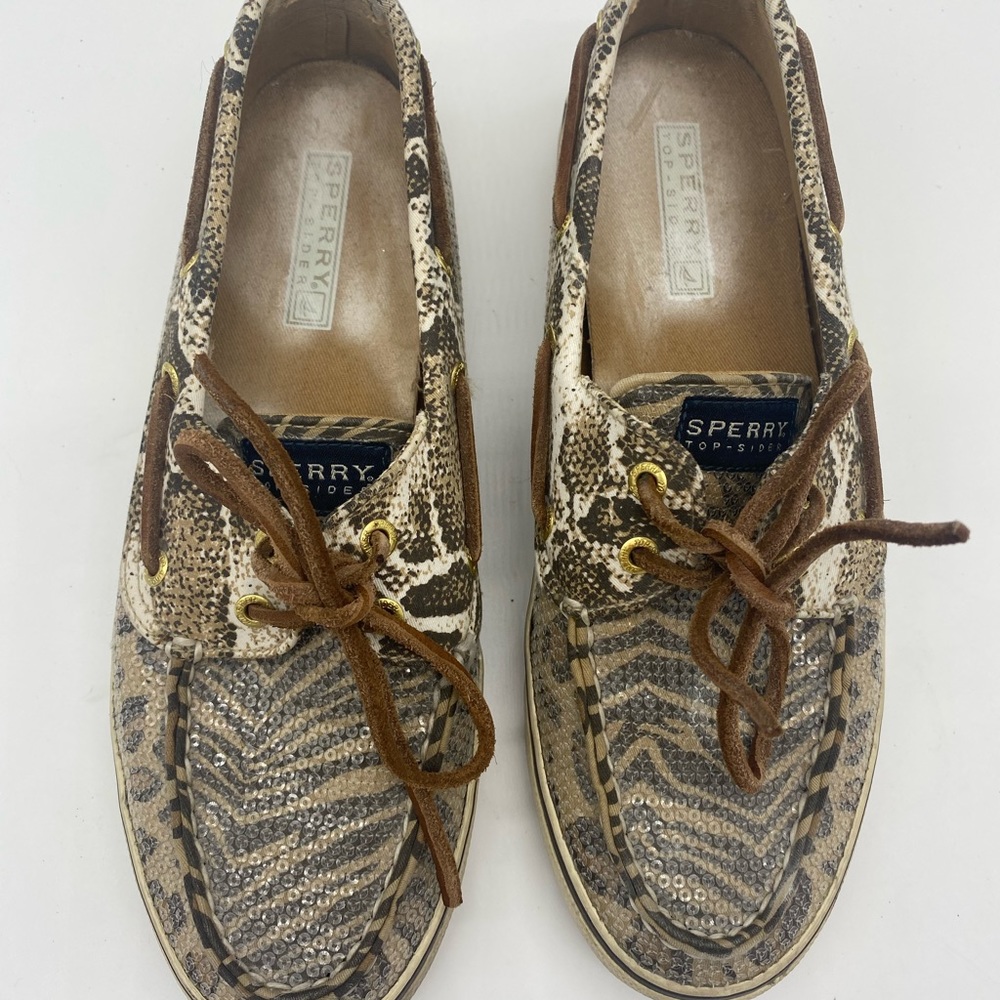 Sperry Leopard Print Clear Sequin Classic Boat Sh… - image 8